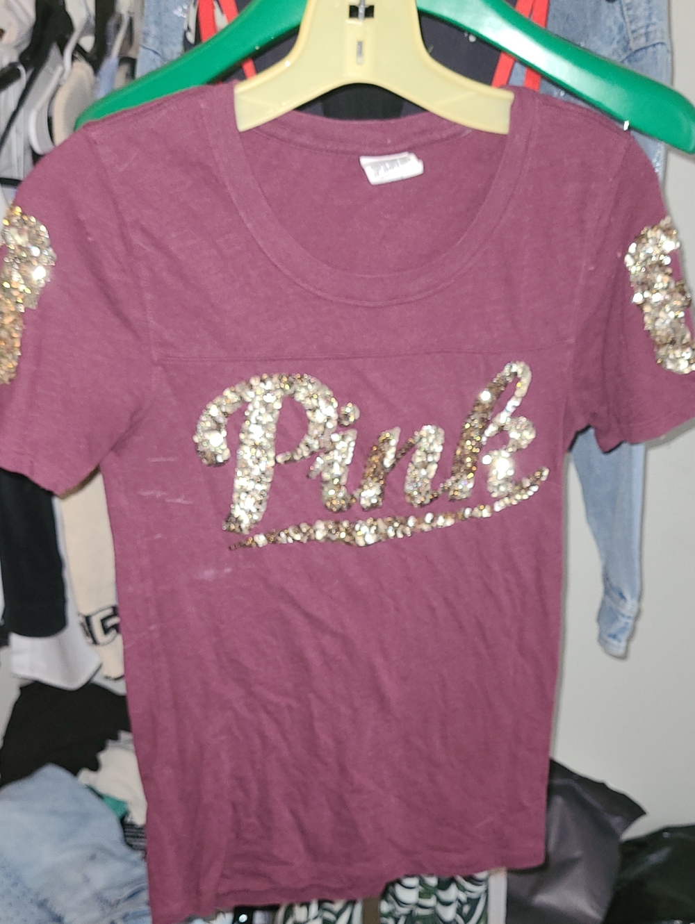 PINK Victoria's Secret Sp Sequin Script Tee Bling